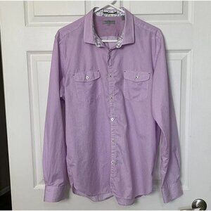 Ted Baker London Women’s Size 6 Button Shirt Purple White Stripes Floral